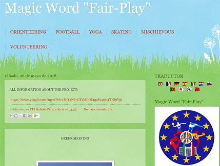 OUR BLOG OF ERASMUS + «MAGIC WORD FAIR PLAY»