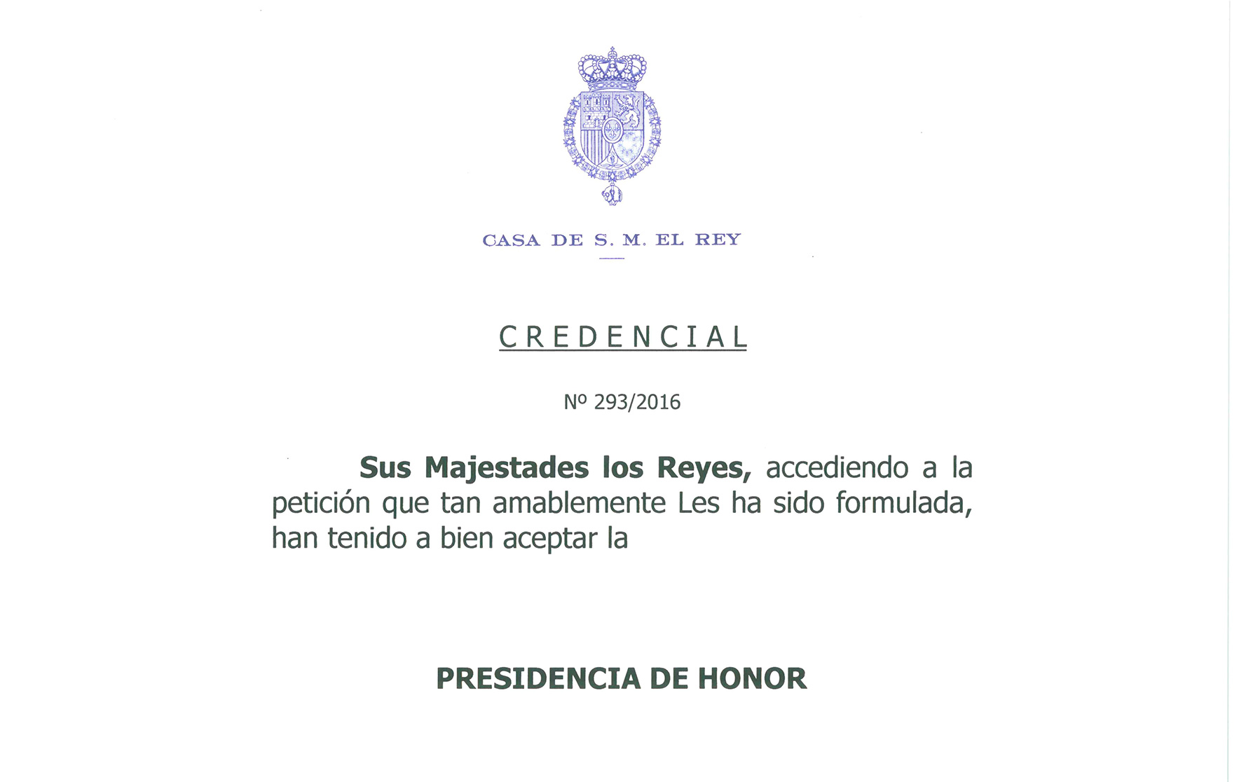 Los Reyes confirman la presidencia de honor del Congreso