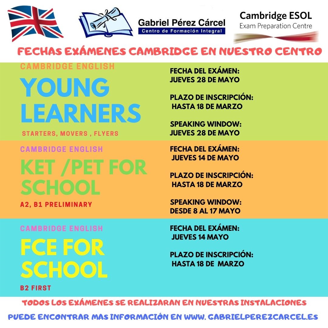 EXÁMENES CAMBRIDGE  2020 EN NUESTRO CENTRO
