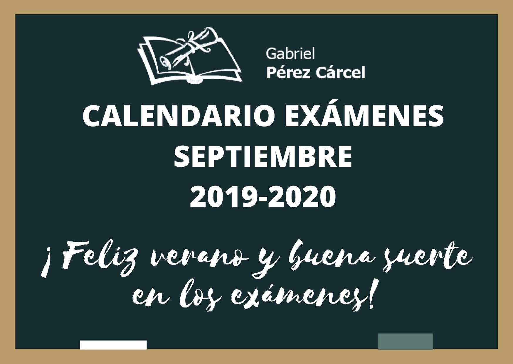 CALENDARIO EXÁMENES SEPTIEMBRE 2019-2020