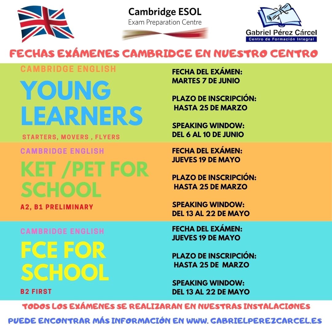 EXÁMENES CAMBRIDGE  2023 EN NUESTRO CENTRO