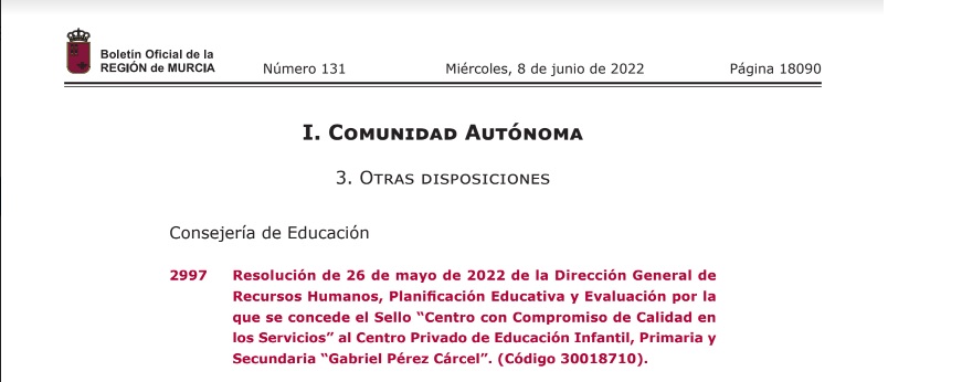 SELLO: «CENTRO CON COMPROMISO DE CALIDAD EN LOS SERVICIOS»