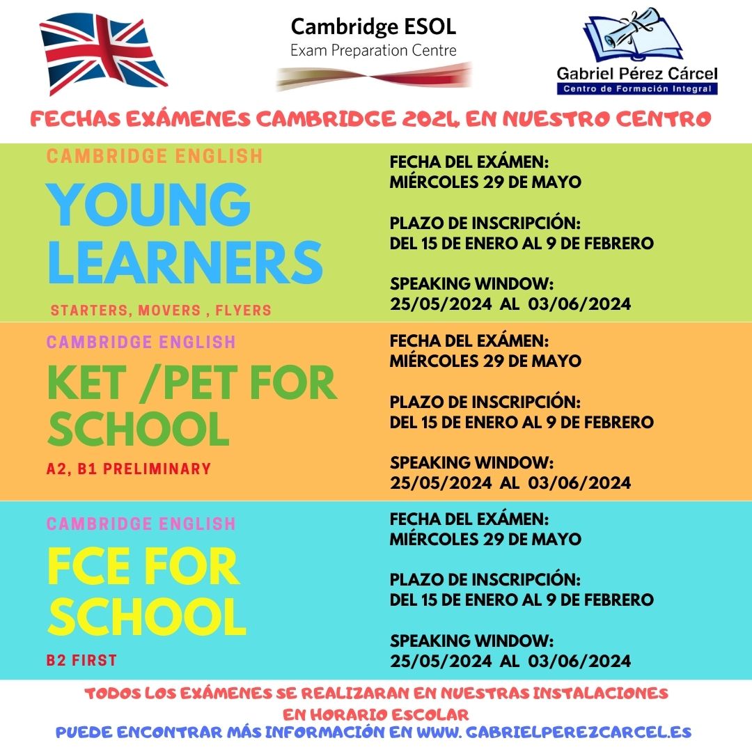 EXÁMENES CAMBRIDGE  2024 EN NUESTRO CENTRO